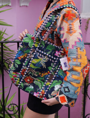 The Blue Door -Green Nature Fashion Bag-Full Handmade – 100% Cotton Outfit Design for outing, outdoor, summer and winter All Seasons
