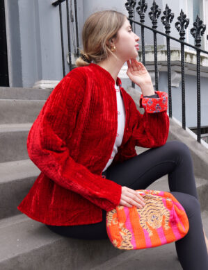 The Blue Door -Dark Red Full Handmade – 100% Cotton Outfit Jacket for outing, outdoor, Summer and Winter Perfect for Outings & All Seasons