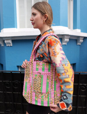 The Blue Door -Light Orange Fashion Bag-Full Handmade – 100% Cotton Outfit Design for outing, outdoor, summer and winter All Seasons