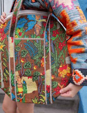The Blue Door -Art Mode Fashion Bag-Full Handmade – 100% Cotton Outfit Design for outing, outdoor, summer and winter All Seasons
