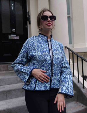 The Blue Door -Sky Blue-Full Handmade – 100% Cotton Outfit Jacket for outing, outdoor, summer and winter