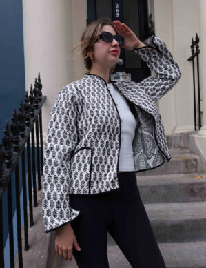 The Blue Door -Black White Full Handmade – 100% Cotton Outfit Jacket for outing, outdoor, Summer and Winter Perfect for Outings & All Seasons
