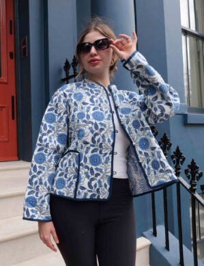 The Blue Door -Sky Blue Full Handmade – 100% Cotton Outfit Jacket for outing, outdoor, Summer and Winter Perfect for Outings & All Seasons