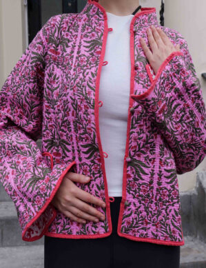 The Blue Door -Pink Olive Full Handmade – 100% Cotton Outfit Jacket for outing, outdoor, Summer and Winter Perfect for Outings & All Seasons